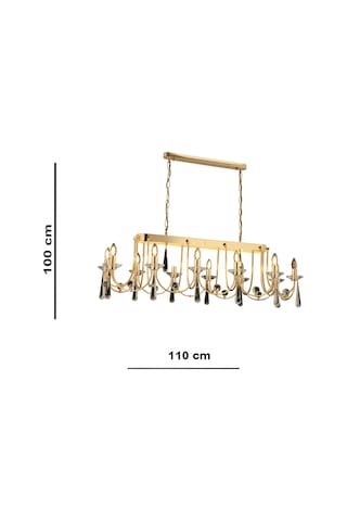 Lampaluce Klasik Metal Altın Renk Yemek Masarı Üzeri Avize Sarkıt 12'li 110cm Altın