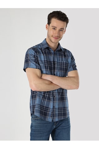 Colin's Regular Fit Çizgili Lacivert Erkek Kısa Kol Gömlek CL1063184_Q1.V1_NAV