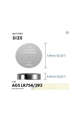 Poundmax 10 Adet Ag5 Lr754,393 1,5v Alkalin Düğme Pil