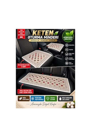 Araba Oto Koltuk Kılıfı Keten Örme 3 Parça Terletme Yapmaz Yıkanabilir Desen Değişkendir