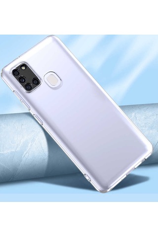 Galaxy A21S Kılıf Kamera Korumalı Süper Silikon Kapak Renksiz