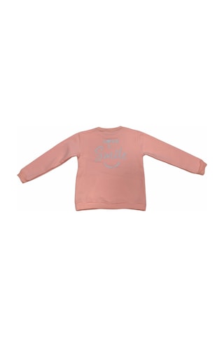 İrem Çocuk Giyim Kız Çocuk Love You Nakışlı Çift Taraf Yazı Desenli Sweatshirt Yavruağzı