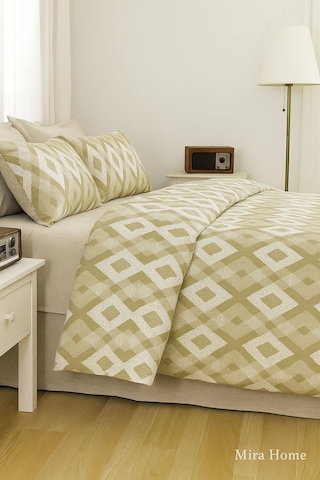 Çift Kişilik Pamuklu Nevresim Takımı İç İçe Baklava Desen Renkli