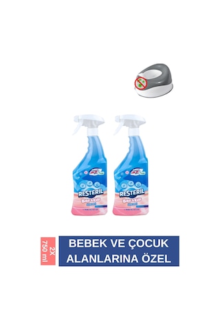 Resteril Doğal Alkolsüz Bebek Dezenfektan Su Bazlı Çocuk Alanı Spreyi 2 x 750 ML