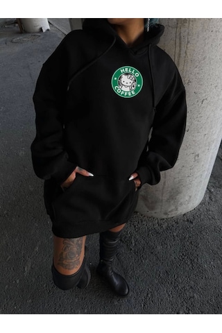 Etiler Collection Üç İplik Penye Uzun Kol Kapşonlu Sweatshirt - Siyah