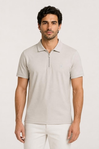 Alexander Gardi Kısa Kollu Fermuarlı Polo T-shirt Bej