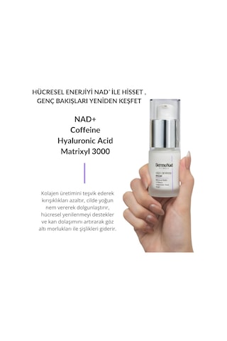 Göz Çevresi Kremi Kırışıklık Ve Koyu Halka Karşıtı 15 Ml Nad+ Matrixyl3000, Caffeine,hyalüronik Asit