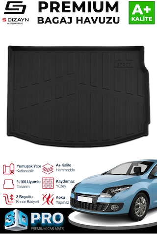 S-dizayn Renault Megane 3 3d Pro Bagaj Havuzu 2009-2016 A+ Kalite