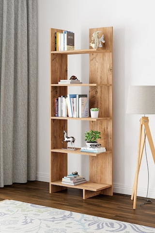 Asimetrik Beş Raflı Kitaplık Atlantik Çam