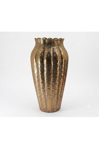 Panalı Metal Dekoratif Vazo Büyük Boy 68,5 X 35,5 Cm Altın