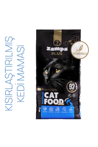 Zampa Plus Kısırlaştırılmış Kediler İçin Somon Etli Premium Kuru Mama 15 KG
