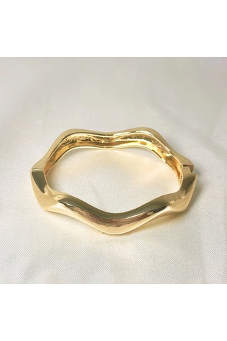 Dalgalı Şık Kelepçe Gold Gold