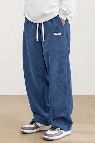 Genius Store Genıus Erkek Pantolon Fitilli Kadife Bol Paça Oversize Pantolon İndigo