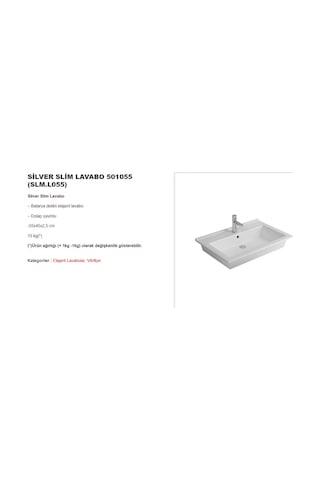 Newarc Silver Slim Tezgâh Üstü Batarya Delikli Beyaz Lavabo 55x45 Cm 501055 Slm.l055 Beyaz