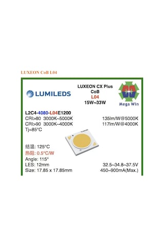 Philips Lumileds Cob Led 30w Luxeon Cx Plus Renk Sıcaklığı 4000k