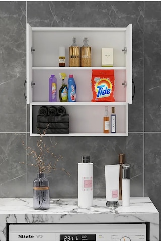 Defne Çamaşır Makinesi Üst Dolabı Beyaz