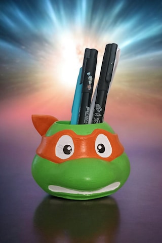 Ninja Kaplumbağa Şeklindeki Kalemlik Michelangelo 7x10 Cm Turuncu