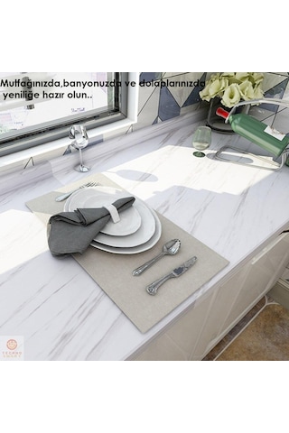 Trendpoint 60Cmx100Cm Mermer Desen Mutfak Banyo Dolap Tezgah Üstü