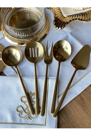 Allegra Mat Gold 5 Parça Sosluk Kepçe Seti
