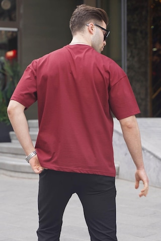 Madmext Erkek Bordo Oversize Fit Basic Tişört 6066-bordo Bordo