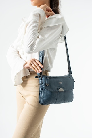 571 Collections Yıkanmış Deri Çapraz Omuz Kol Çantası Mavi Model: 571-12x