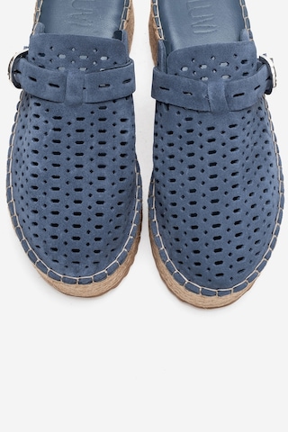 Luvishoes Louıs Kot Mavi Süet Hakiki Deri Burnu Kapalı Hasır Dolgu Taban Terlik Mavi