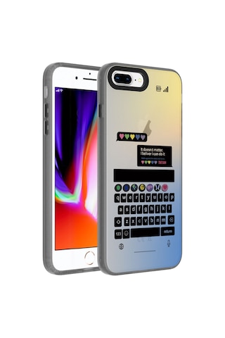 Mobilteam Apple iPhone Uyumlu 7 Plus Kılıf Desenli Dragon Sert Kapak - Klavye Klavye