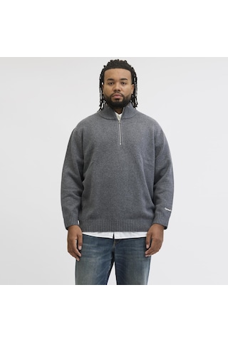 Jack & Jones Büyük Beden Nakis Detayli Loose Fit Triko Kazak - Norrebro - 12283385 Çok Renkli