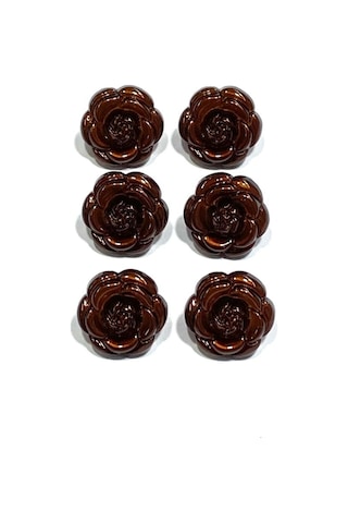 İtalyan Bluz Düğmesi / Gül Model / 6'lı Set / Kahverengi / 1.2 Cm / İgd1