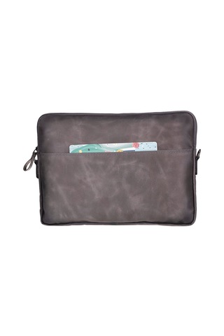 Bloomsleeve Leeds 16" Ash Gray Hakiki Deri Laptop & Tablet Kılıfı Gri
