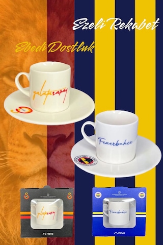 Neva Galatasaray-Fenerbahçe Lisanslı Özel Kutusunda Kahve Fincan Seti