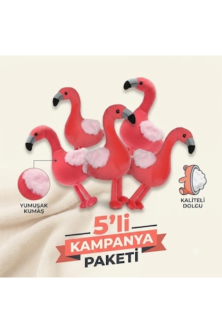 5 Adet Hawaii Flamingo Peluş Oyuncak 25 Cm Yumuşak Uyku Arkadaşı Parti Süsü Kampanya Paketi Set Kırmızı