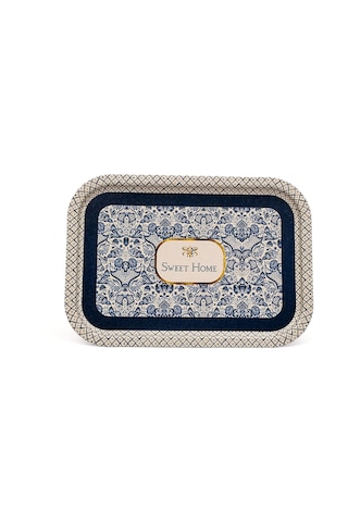 Azulejos Sweet Home Desenli Büyük Klasik Metal Tepsi, 28 X 40 Cm