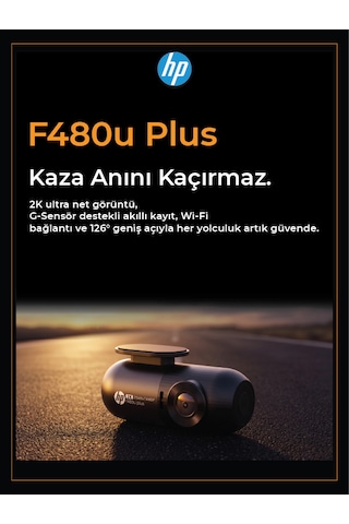 Hp F480u Plus Gri 2k Wdr, Hd Araçiçi Kamera, G Sensörlü, Wi-fi Destekli