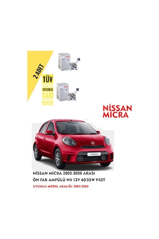 Nissan Micra 2003-2020 Arası Ön Far Ampül Takımı 2 Adet