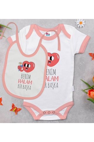 Bk Kids Benim Halam Bir Başka Tasarımlı Pembe Bebek Body Zıbın Ve Çok Renkli
