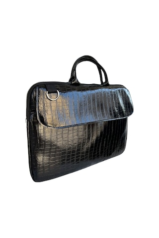 Kroko Siyah Macbook Air Pro Uyumlu 15.6-16.1 Inç Darbeye Karşı Korumalı Laptop Çantası Vip Home Bags
