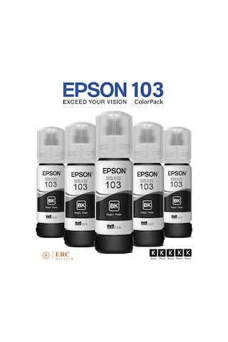 Epson 103 EcoTank L3266 Beşli Siyah Mürekkep Kartuş Seti