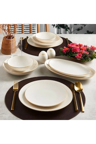 Güral Porselen Atina 60 Parça Yemek Takımı Gold Fileli