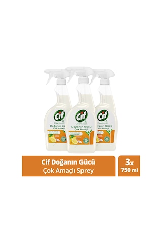 Cif Doğanın Gücü Yüzey Temizleyici Sprey Limon Karbonat 3 x 750 ML