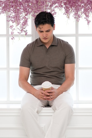Advante Slimfit Spor Örgü Kumaş Tek Düğme Polo Yaka T-shirt Kahverengi
