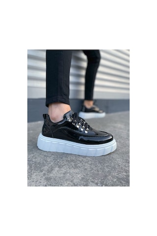 DMR Elegance Jy010 Cloud Bağcıklı Rugan Erkek Günlük Sneaker Ayakkabı Rbt - Siyah