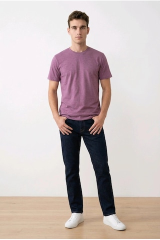 Biçomi Erkek Premium Melanj Slim Fit Pamuklu Tişört Nefes Alan Esnek Doku Bordo