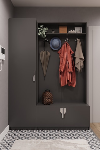 Lüks Çok Raflı Portmanto Askılı Vestiyer %100 Mdf Çok Raflı Ayakkabılık V01 Antrasit