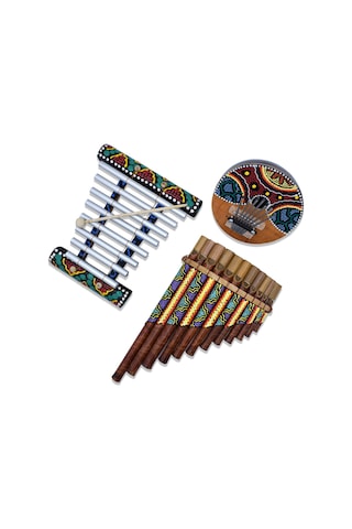 Müzik Aleti Seti Üçlü Ksilofon Kalimba Pan Flüt Çocuk Bebek