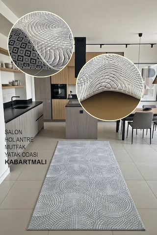 Lüle Halı Delüx Kaymaz Taban Halı Yolluk Gri Renk, Dlx7054 Gri