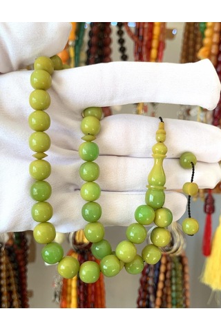 Tesbihci Yeşil Küre Model Sıkma Kehribar Tesbih