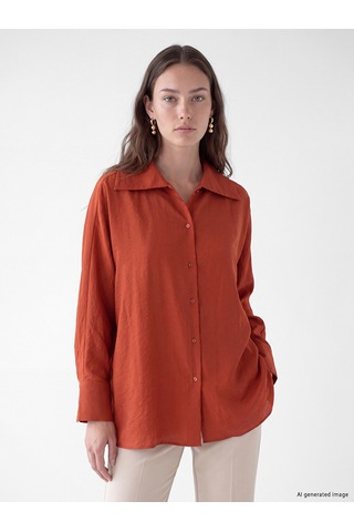 Lcw Modest Turuncu Modal Karışımlı Kadın Gömlek Tunik Xl-2xl