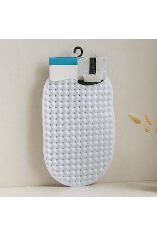 Oval Kaydırmaz Banyo Paspası 63 Vantuzlu Plastik 34x65 Cm Açık Ahşap