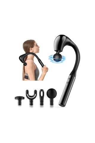 4 Başlıklı Uzun Saplı Ergonomik Profesyonel Sporcu Masaj Tabancası